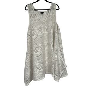 City Chic Crochet Open Knit Swimsuit Coverup Womens 22 Mini Dress Sheer Beachy